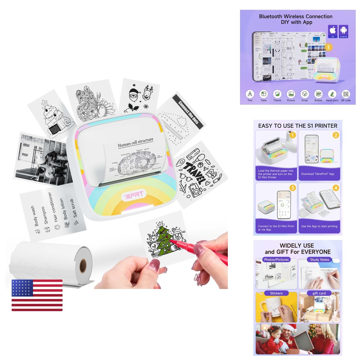 iDPRT MT610 Mini Inkless Bluetooth Thermal Sticker Label Printer Portable
