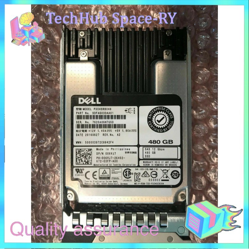 06VJ7 006VJ7 DELL 480GB EMLC SAS 2.5" 12Gb/s SSD R740 R640 14/15/16G KIT New