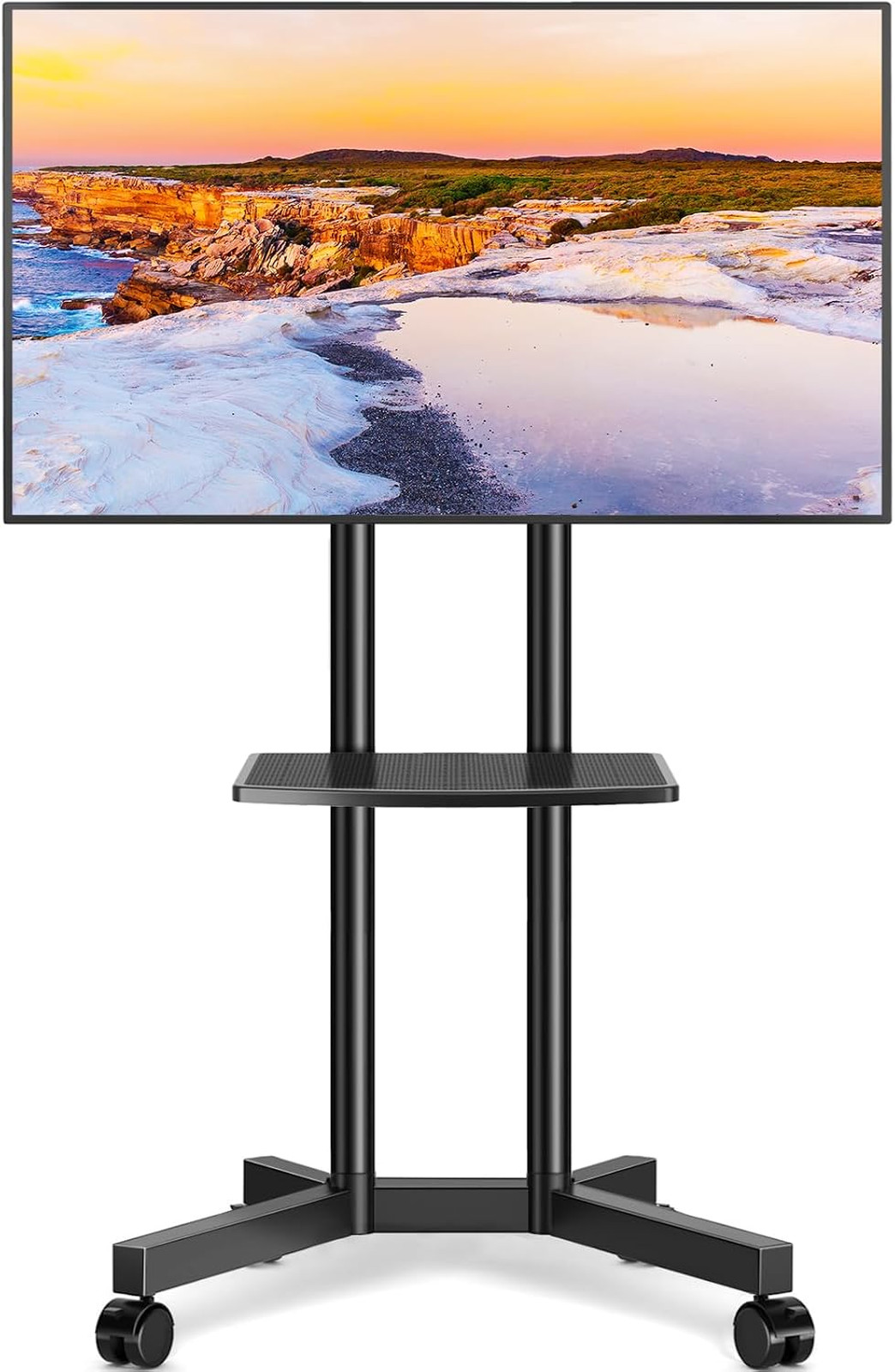 Mobile TV Stand with Heavy Duty Structure for 32 to 75 Inch Screens, Height