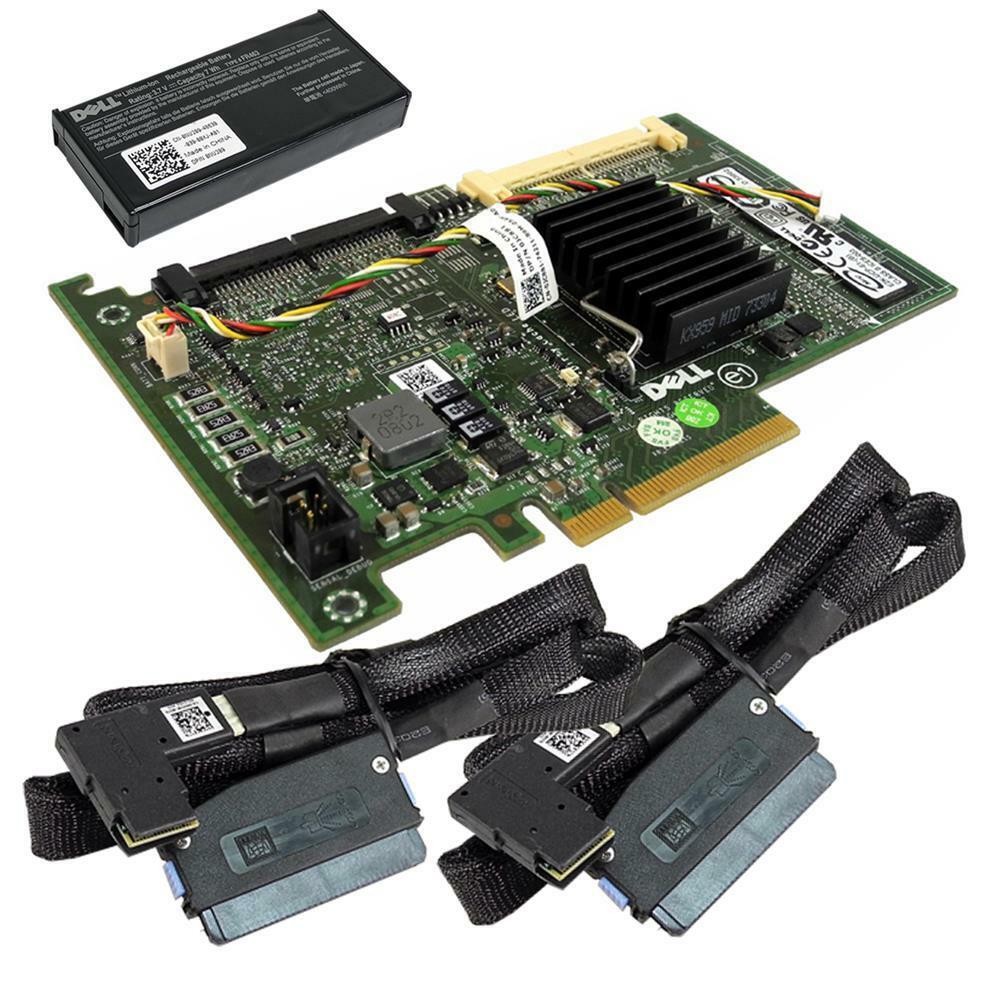 DELL PERC 6/I 3Gb/s PCIe x8 SAS RAID Controller 0T954J + 2x SAS Cables + BBU
