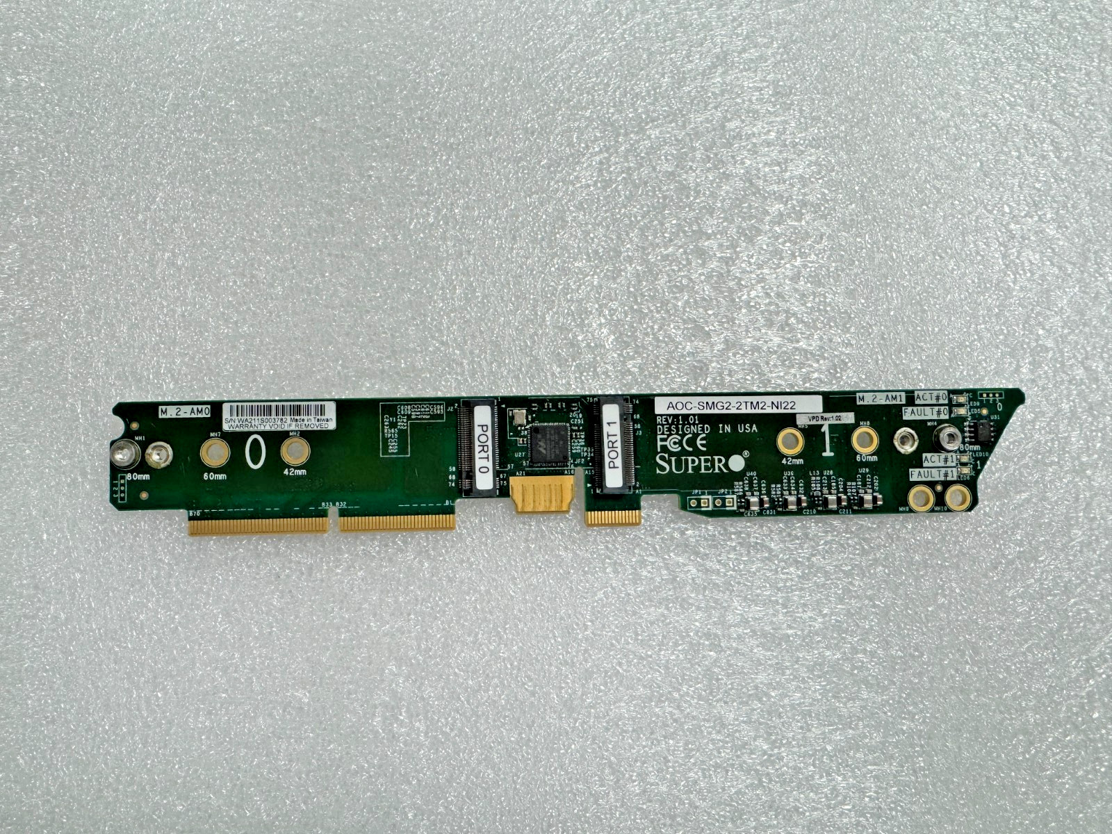 Supermicro AOC-SMG2-2TM2-NI22 Dual M.2 NVMe SSD Adapter Riser Card