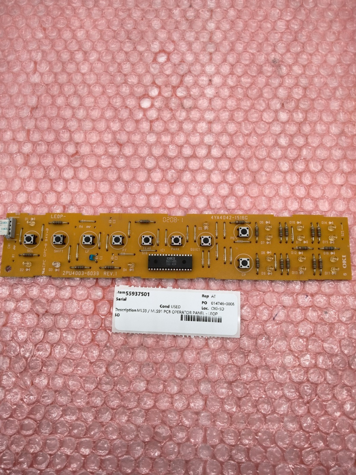 OKIDATA 55937501 ML59 / ML591 PCB OPERATOR PANEL - LEOP