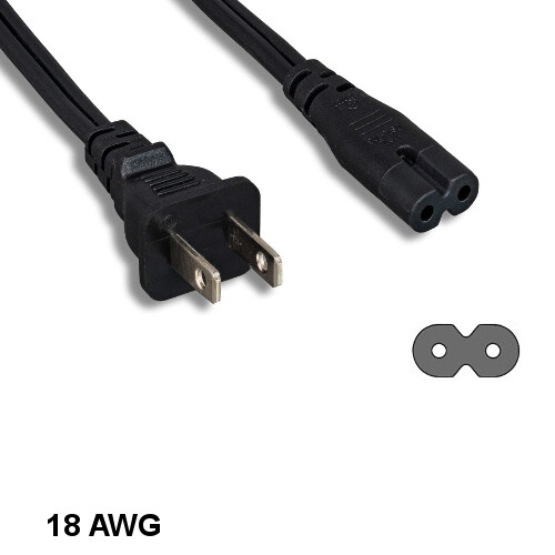 Kentek 10' ft 18 AWG Non-Polarized Power Cord NEMA 1-15P to IEC60320 C7 10A/125V