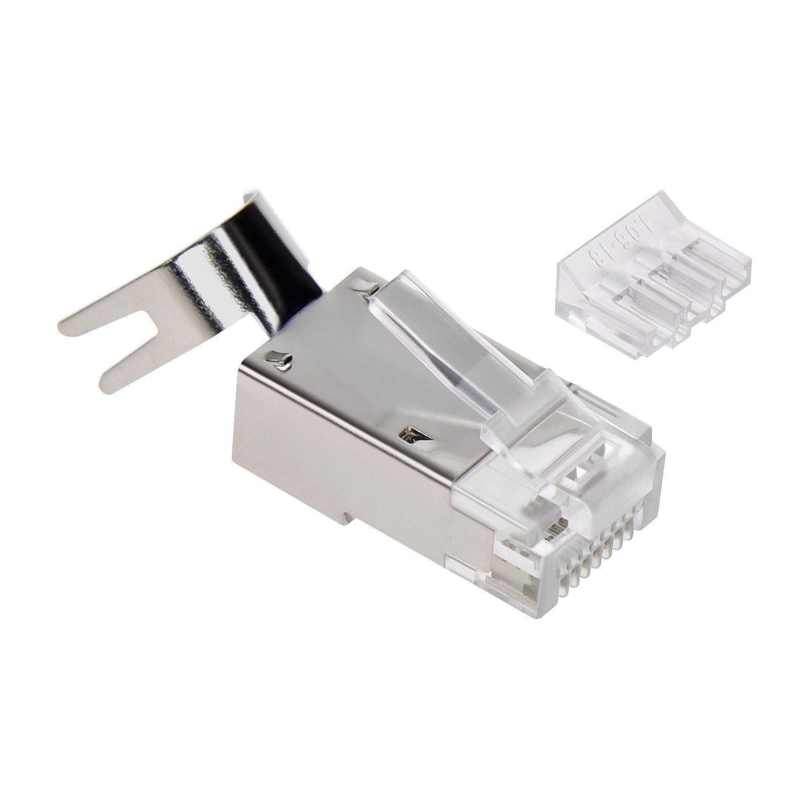 5 Pack of RJ45 plug with tail clamp for CAT6A 24AWG Armored Cable 50pack Jar