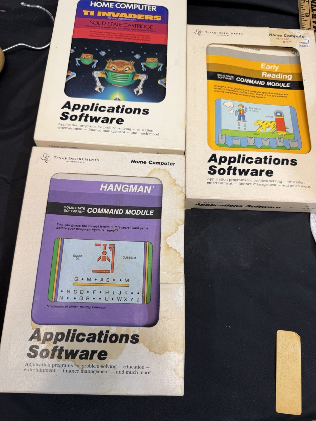 LOT OF 3 Texas Instruments Home Computer Applications Software Hangman Reading