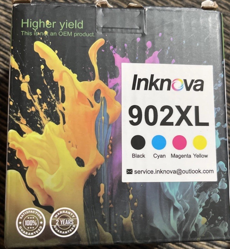 HP Compatible 902XL Black Color Combo Printer Ink Cartridges- Exp 08/2027