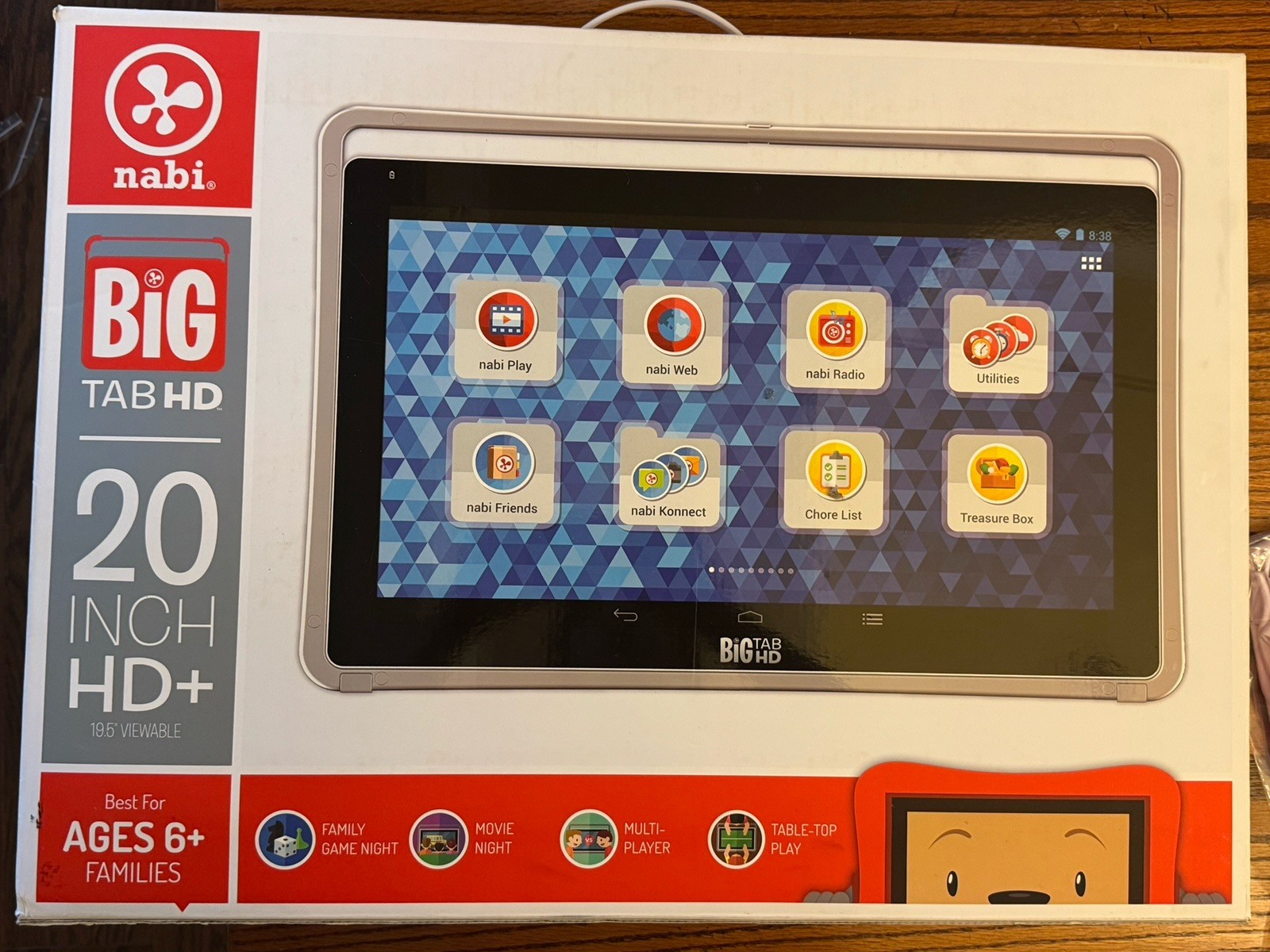 nabi Big Tab HD 20” Family Tablet Android NVIDIA Tegra 16GB Unused Open Box