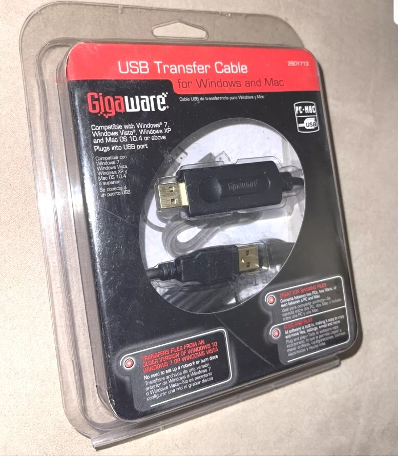 GigaWare for Mac and Windows USB Transfer Cable NOS. Package Opened Not Used