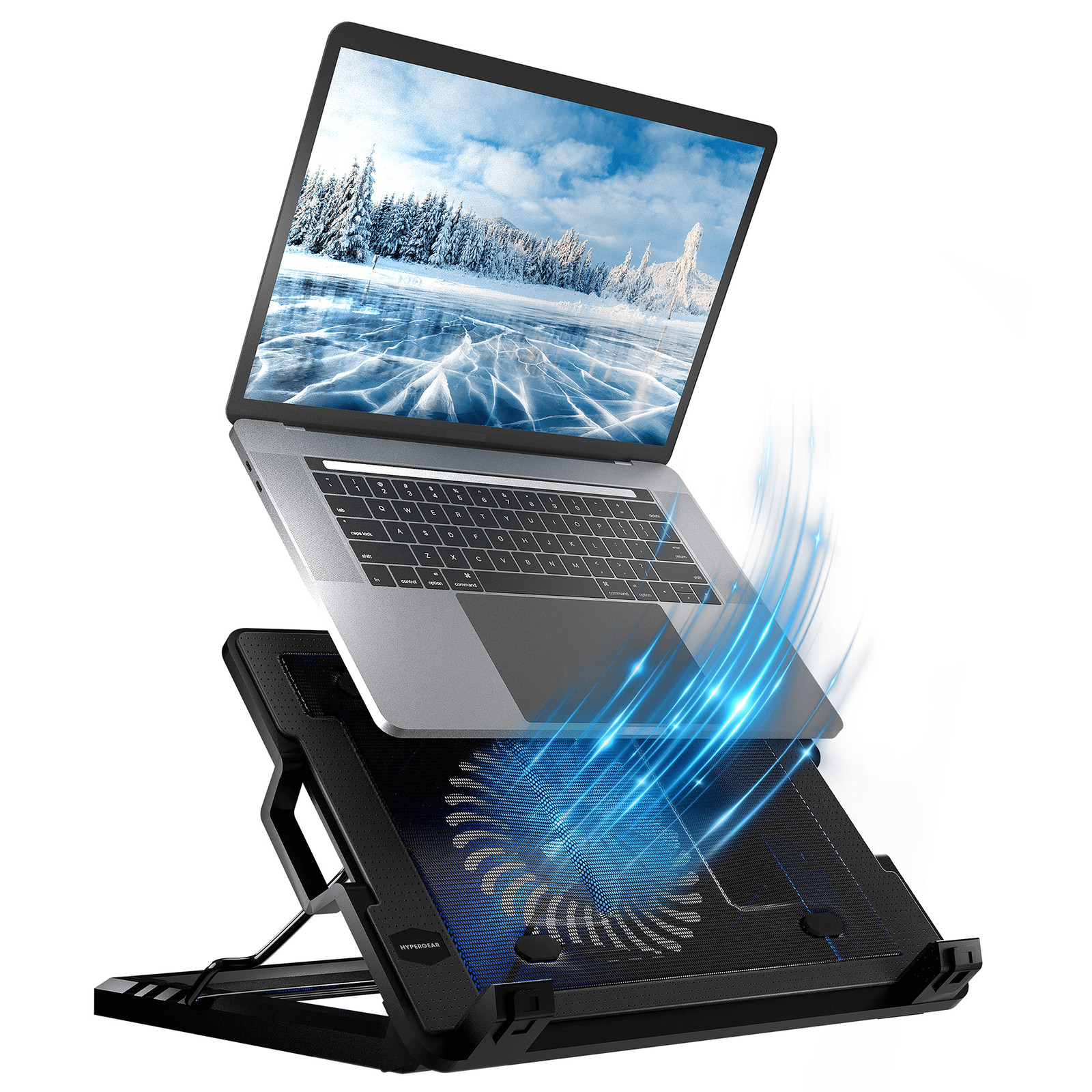 HyperGear UpRite Air Portable Laptop Cooling Stand w Adjustable Footing and LED