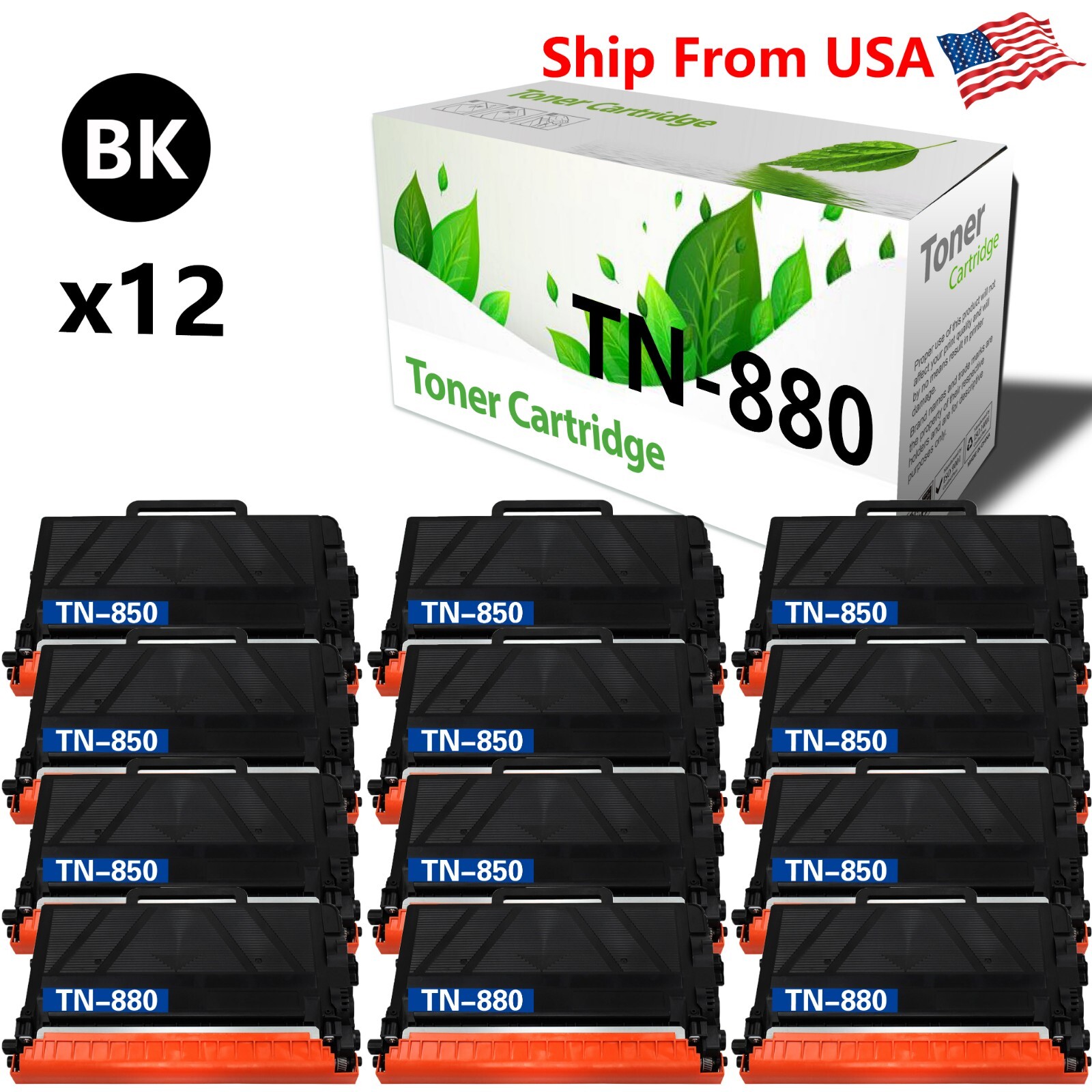 12-Pack TN 880 TN-880 Toner Cartridge Work With HL-L6200DWT Printer