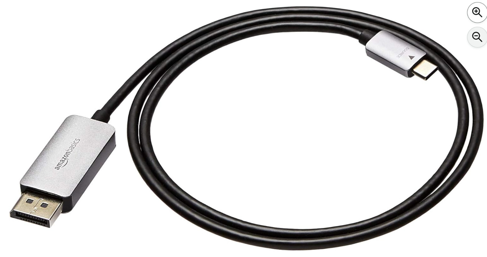 Amazon Basics USB-C DisplayPort Cable, 4Kx2K@60Hz, Aluminum Housing, 3ft, Black