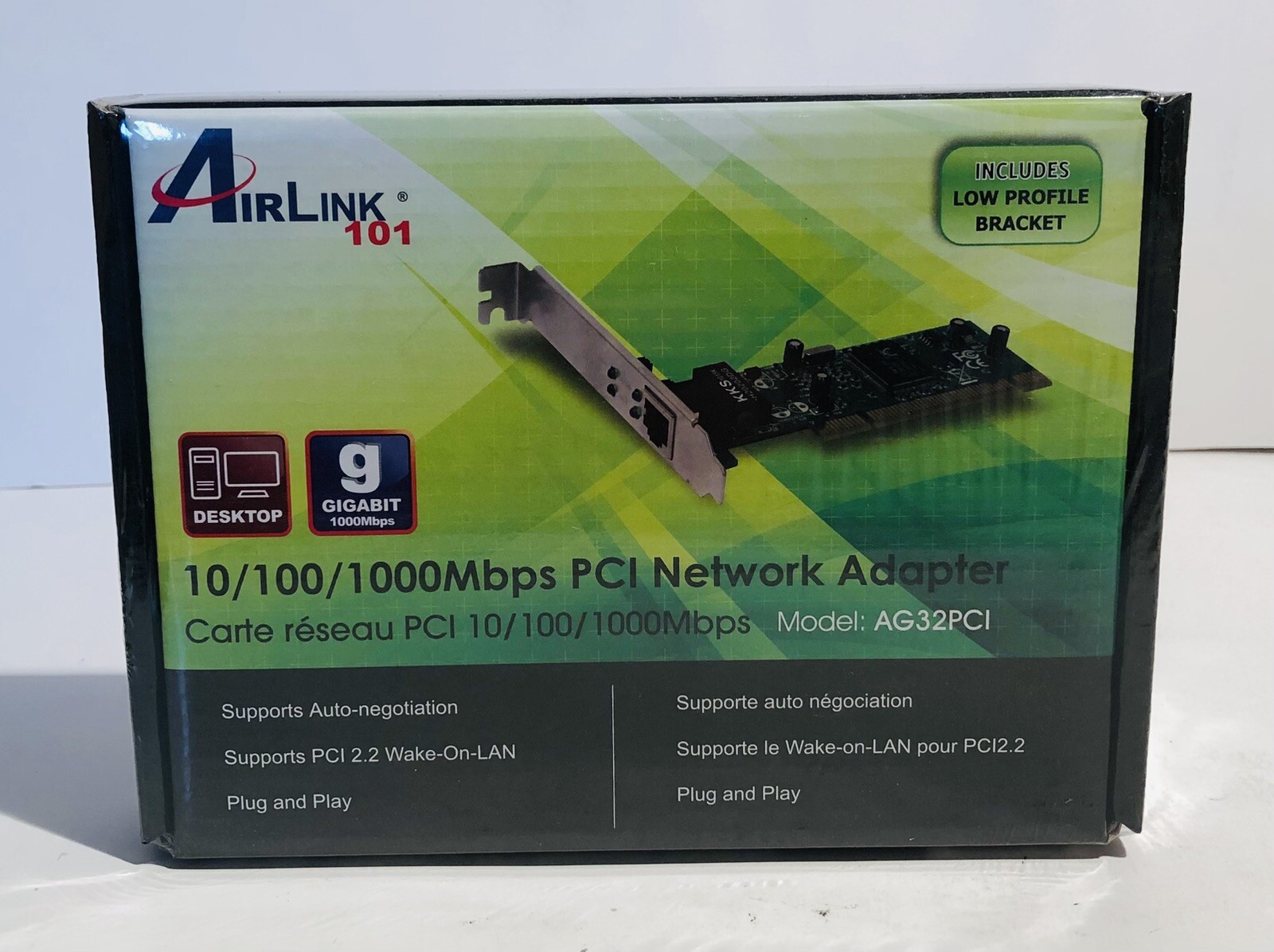 Airlink 101 1x RJ-45 10/100/1000Mpbs PCI Network Adapter Card AG32PCIV2 New