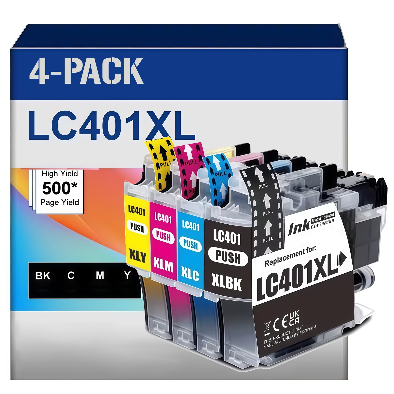 4pk LC401XL Ink Cartridges for  LC401 MFC-J1010DW MFC-J1012DW MFC-J1170DW