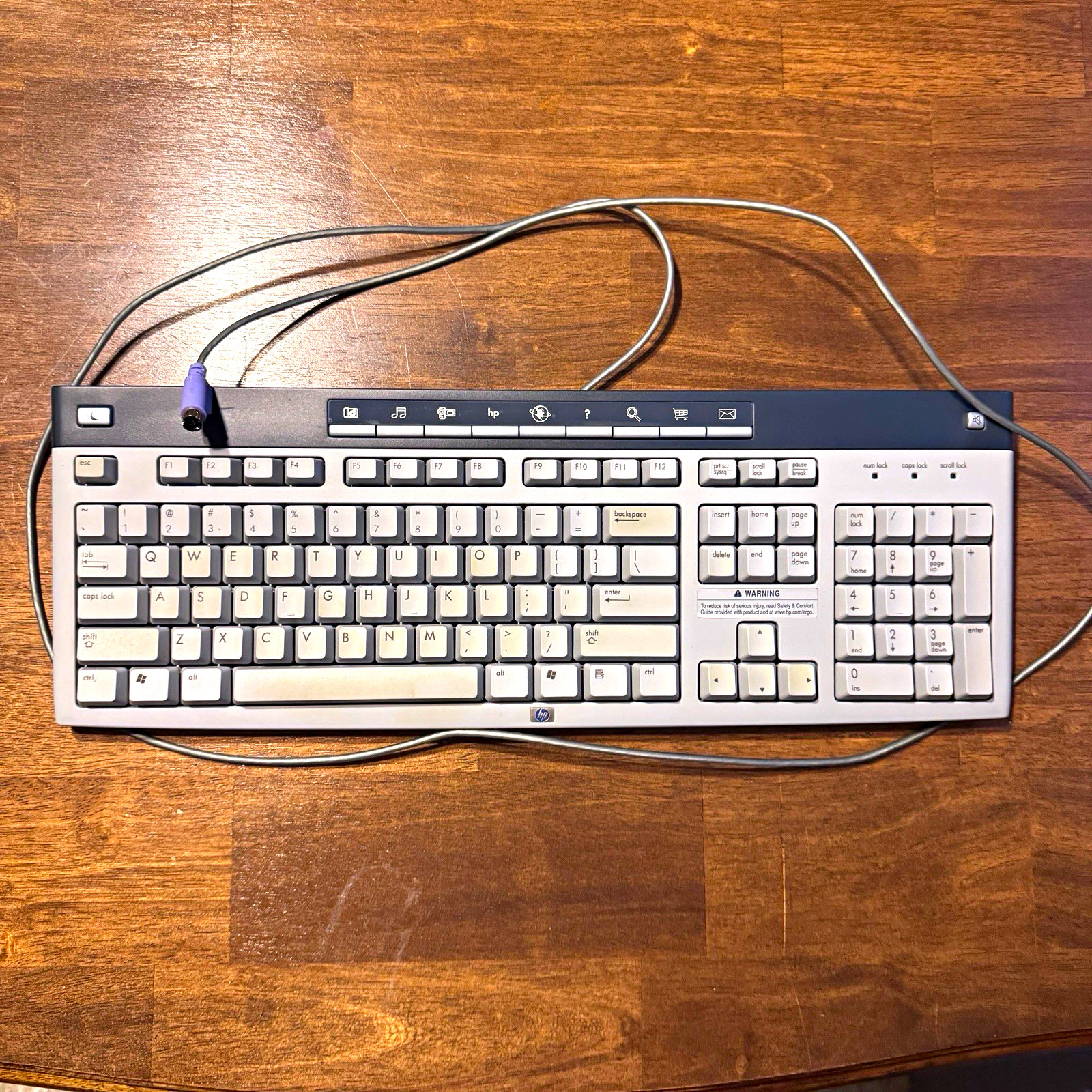 HP Wired USB Keyboard Silver Black Multimedia Keys P/N 5187-1767 For Parts