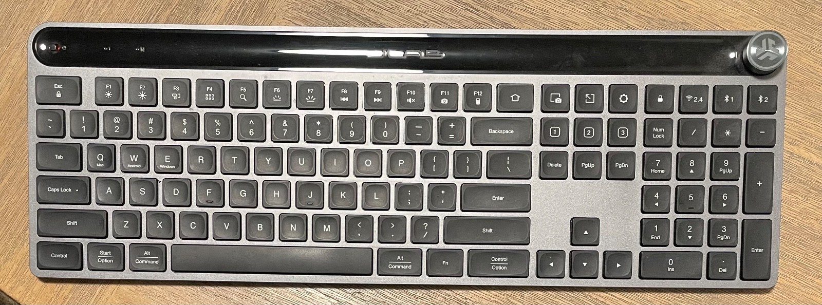Jlab Epic Multi-Device Wireless Keyboard  with charger, USB dongle, booklet