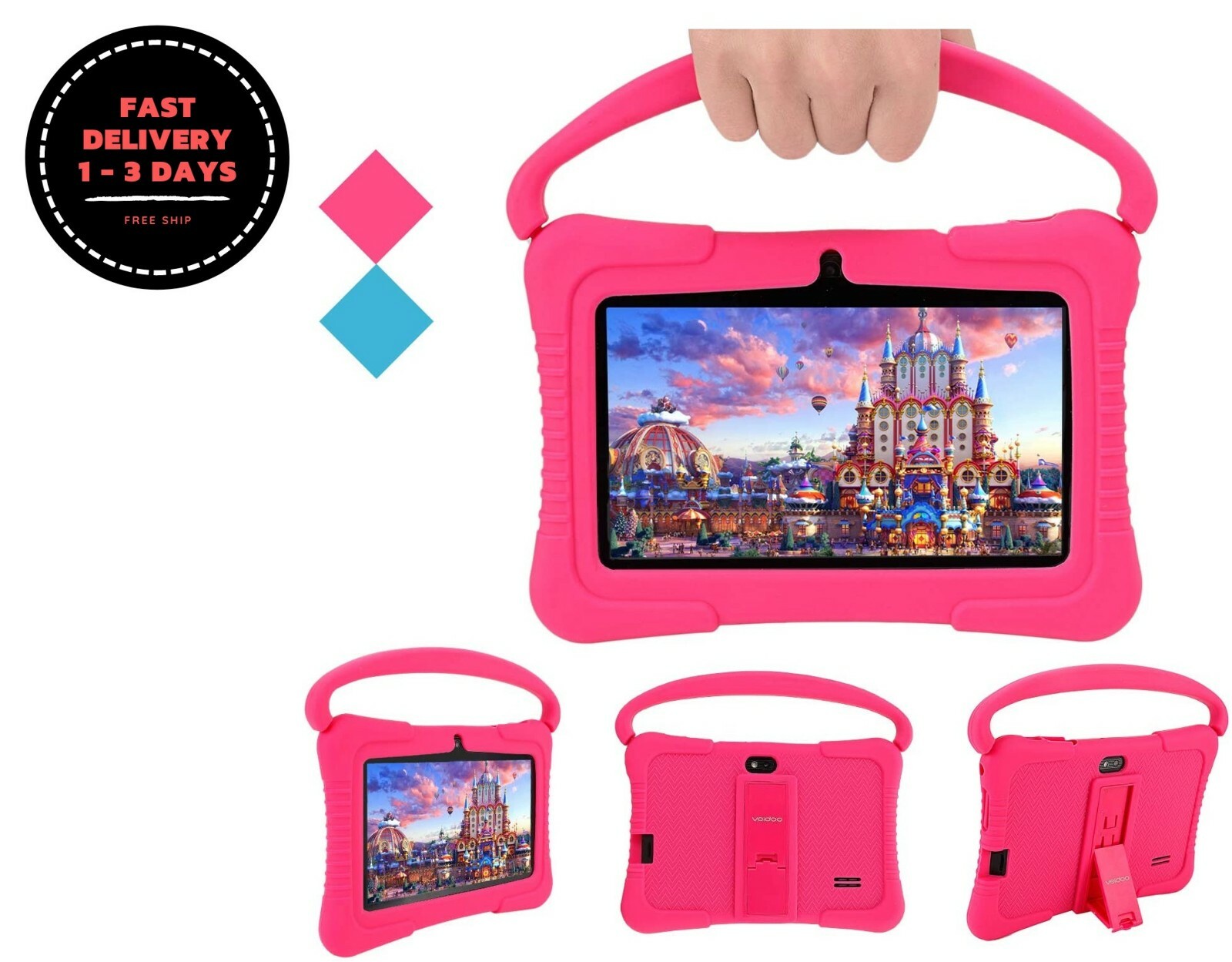Tableta para niños,Tablet PC Android, Pantalla de protección ocular de seguridad