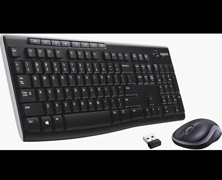 Logitech Wireless Keyboard & Mouse Bundle USB Receiver Plug & Play Black/Gray.