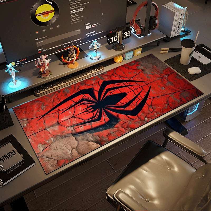 1pc Cracked Red Spider Mouse Pad | Durable Large Non-Slip Rubber Washable Desk