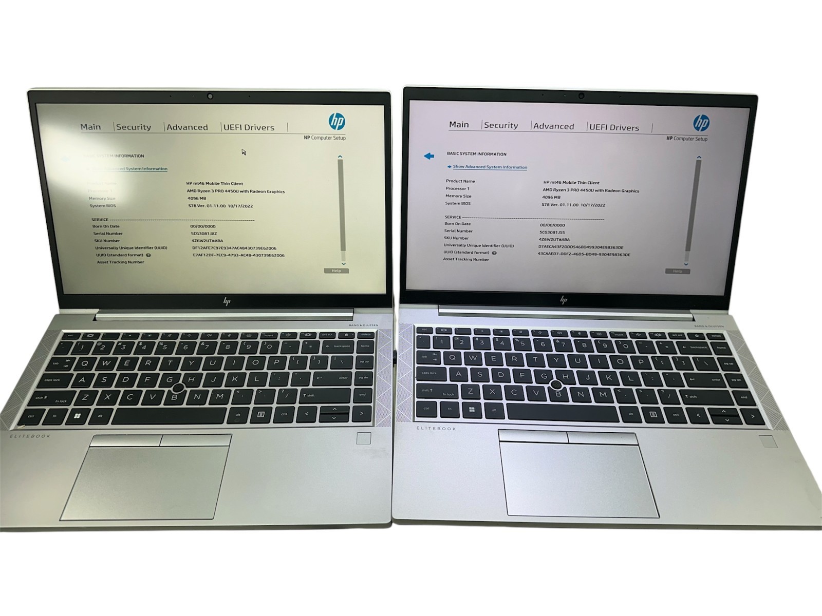 LOT OF 2:  HP MOBILE THIN CLIENT MT46 14" FHD AMD RYZEN 3-PRO 4450U NO SSD AC OS