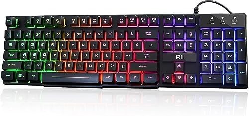 Rii RK100+ Multiple Color Rainbow LED Backlit Large Size USB Wired
