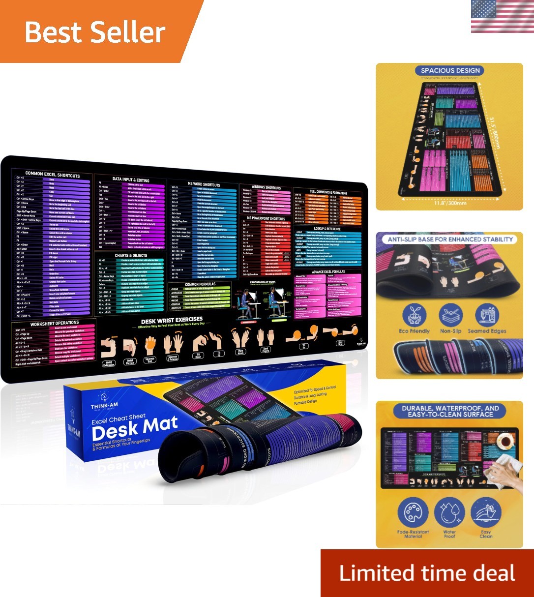 The Ultimate Excel Productivity Pad: Extra-Large 31.5" x 11.8" Anti-Slip Mat