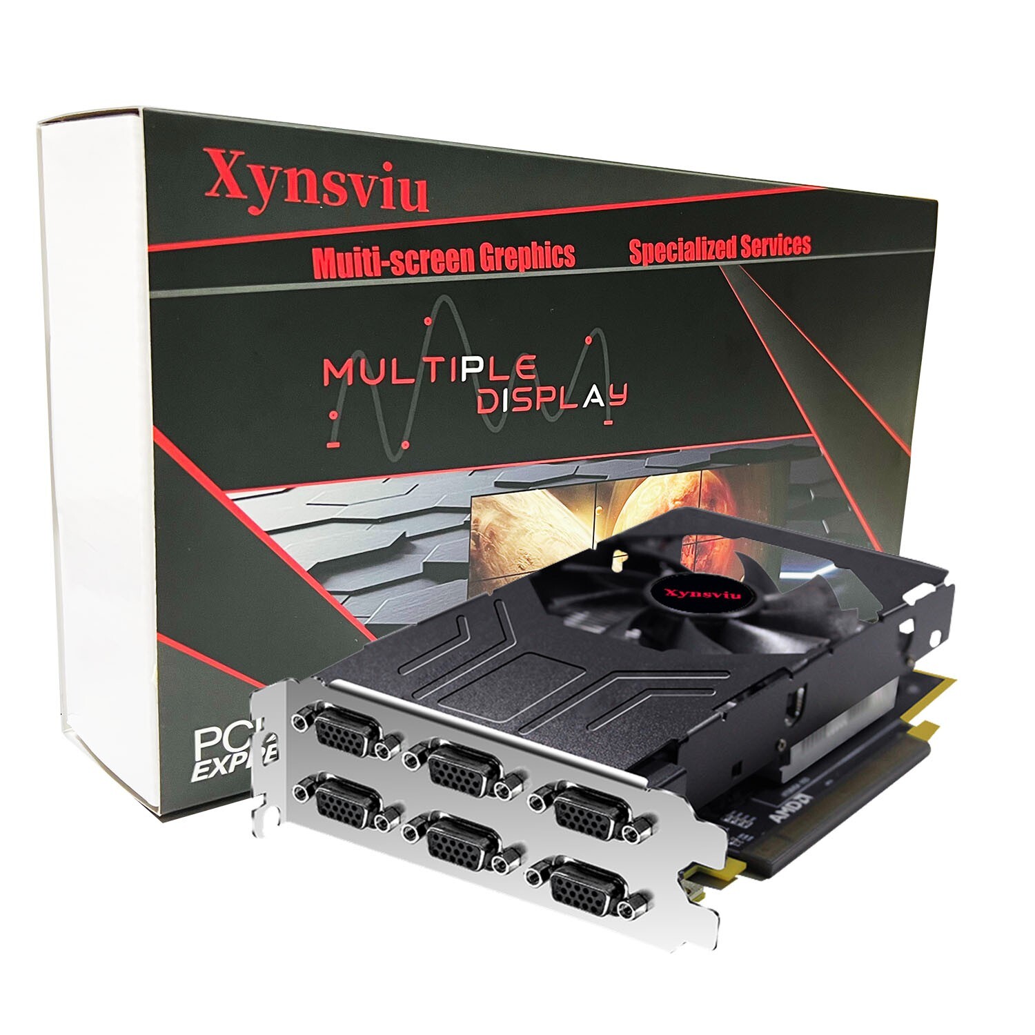 Xynsviu  Radeon R7 350 2G Graphics Card, GPU Support VGA x6 Monitor Output