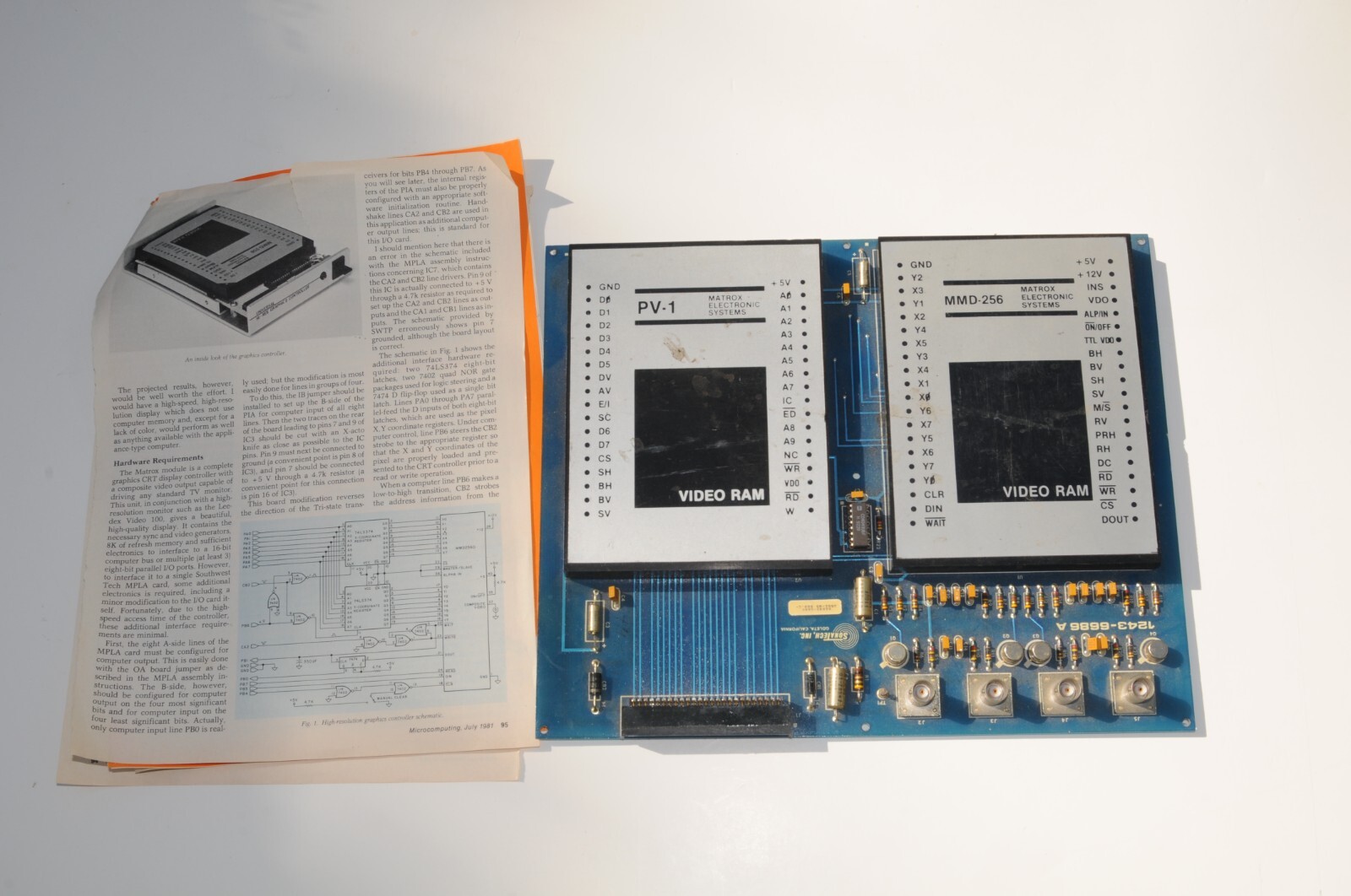 MATROX HI-SPEED VIDEO SYSTEM CARD, PV-1 and MMD-256 MODULES, USED, UNTESTED