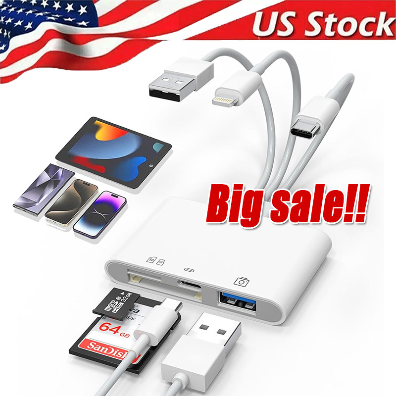 5 in 1 Memory Card Reader USB 3.0 OTG Adapter SD Card Reader For iPhone/iPad LOT