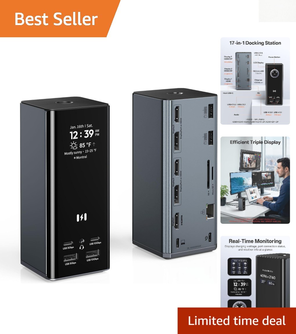 Compact Selore Docking Station with 100W Power Delivery & Smart Display Features