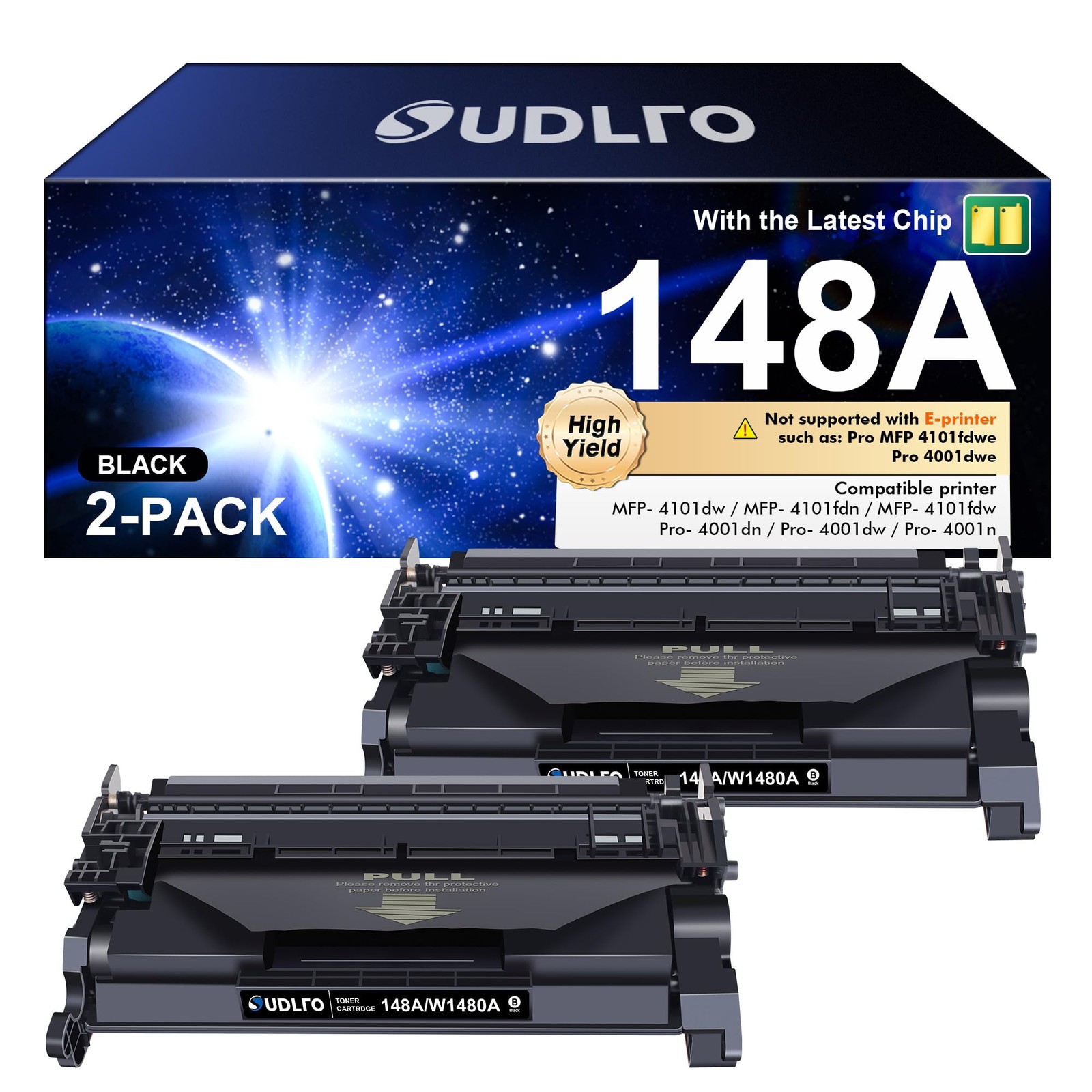 SUDLTO 148A Toner Cartridge with Chip 2 Pack Replacement for HP 148A