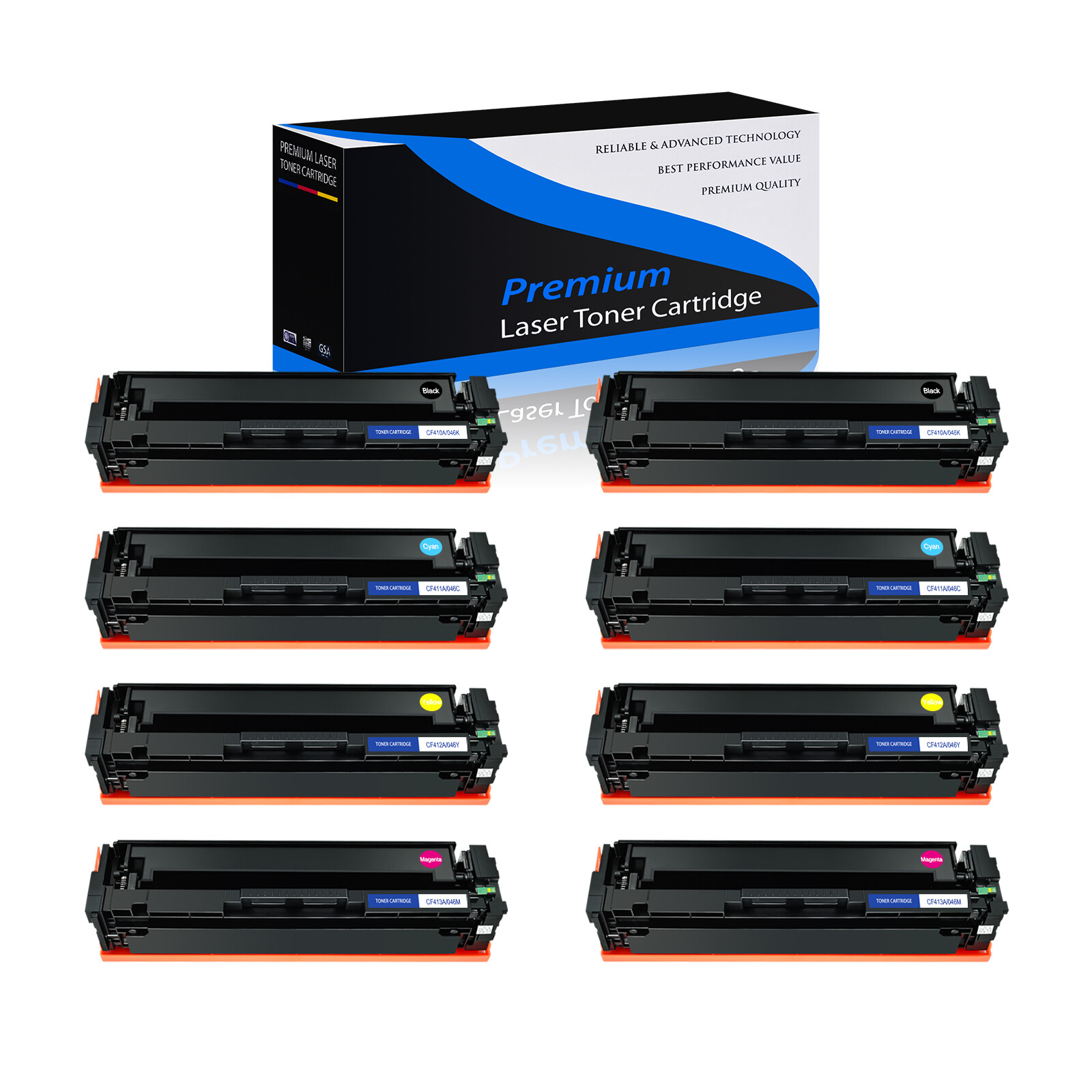 8 Pack CF410A CF411A CF412A CF413A Color Toner Set For HP Pro M452dn M477fdn
