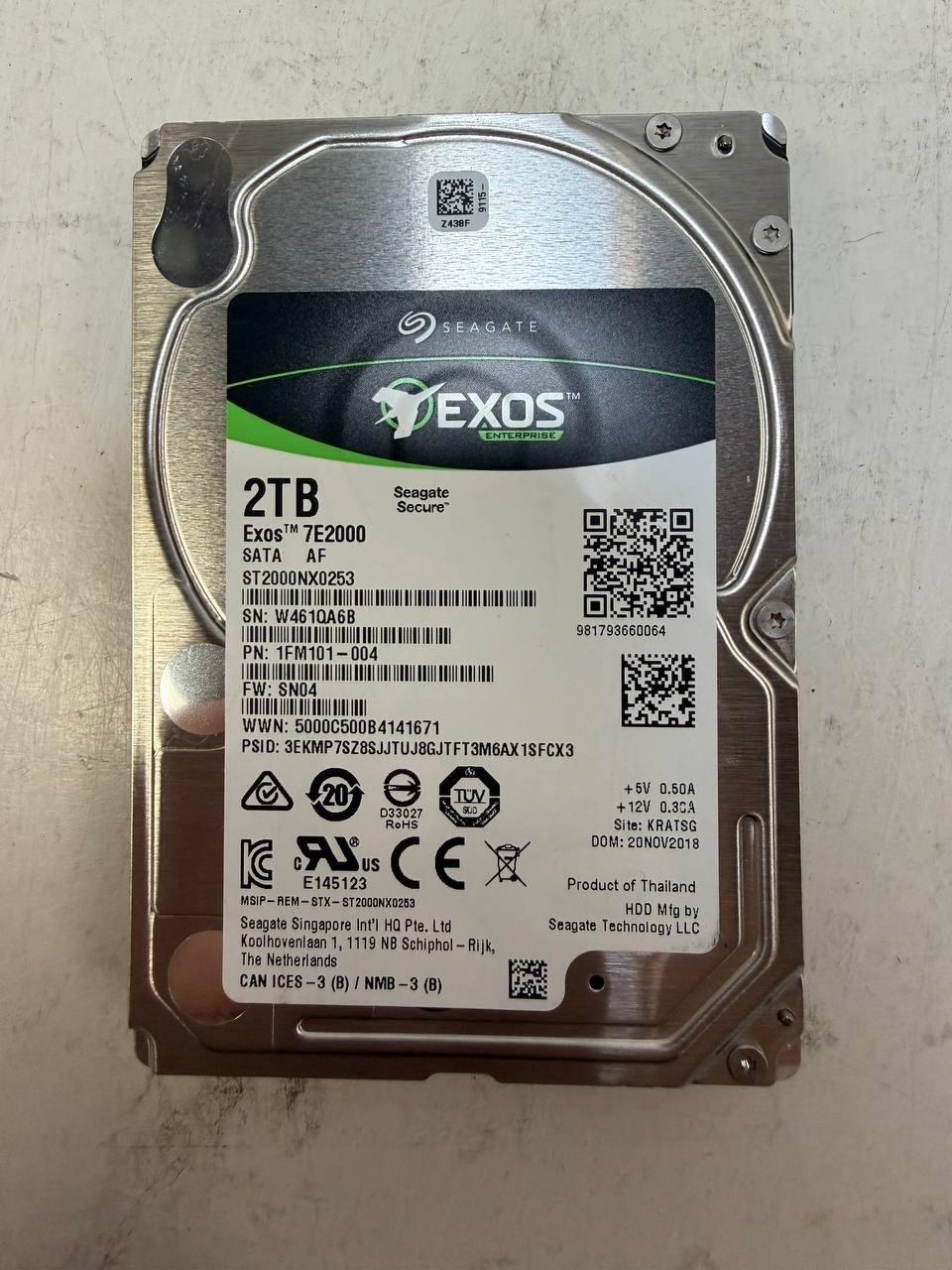 Seagate Exos ST2000NX0253 HDD 2TB SATA 7.2K 2.5" 512b/s 1 YEAR WARRANTY