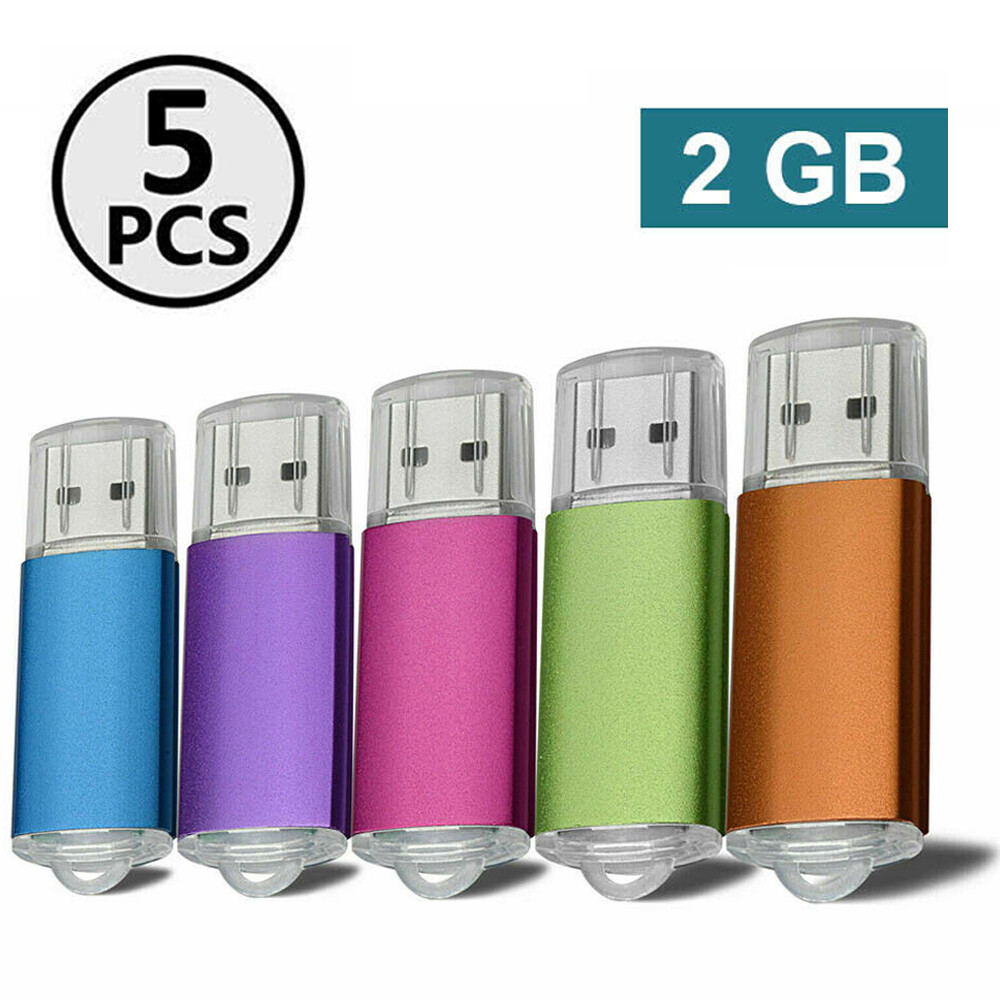 5pcs 2 GB USB 2.0 Flash Drives Memory Sticks USB Thumb Pen Drives Data Storage