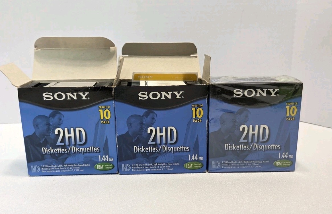 Sony 2HD 3.5" 1.44MB IBM Formatted 3  Packs  Micro Floppy Diskettes 29 Discs 