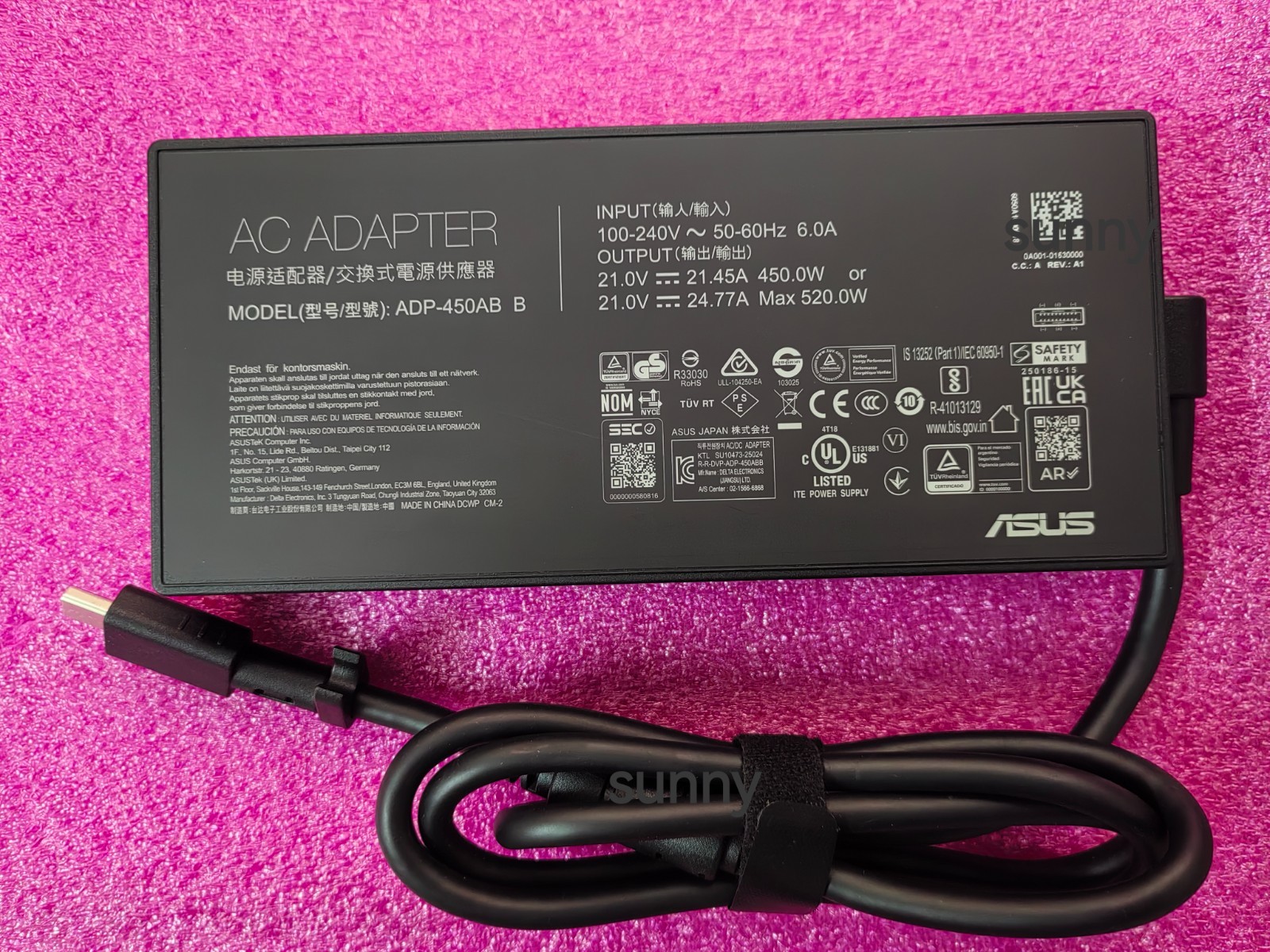 For ROG SCAR G835LXG RTX 5090 Original ASUS 450W 21V 21.45A Adapter ADP-450AB B