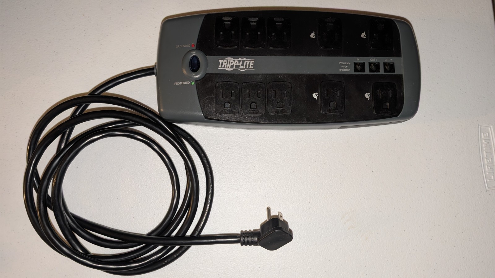 Tripp Lite 10-Outlet 8ft Cord Tel DSL Protection Rj11 Surge Protect Power Strip