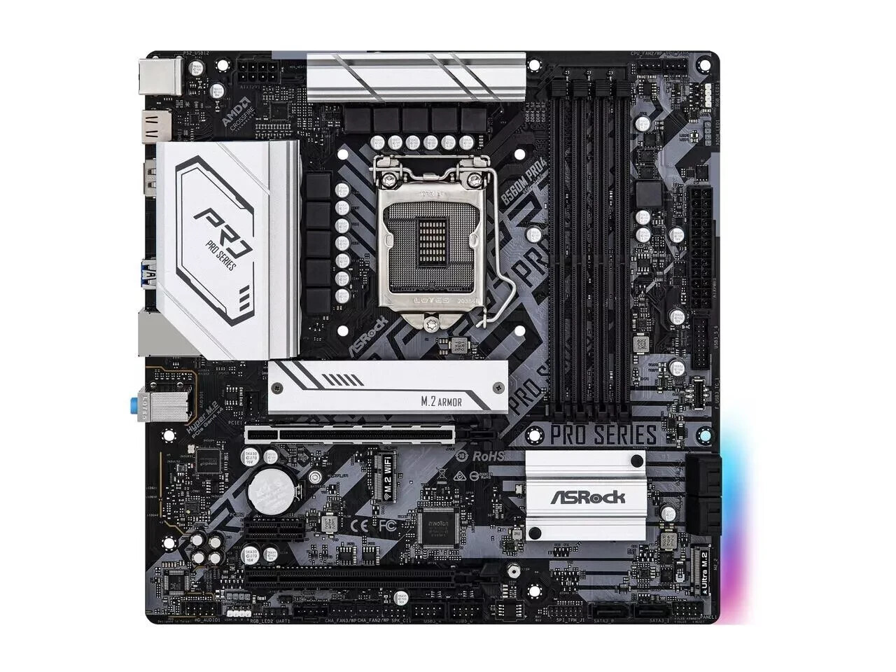 ASRock B560M PRO4 LGA1200 Micro ATX MB - DDR4 4800+, Dual M.2 Motherboard