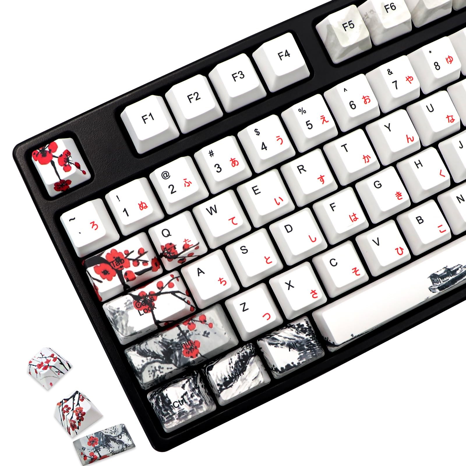 JSJT Plum Blossom Keycaps 135 Keys Japanese PBT Custom Keycap 135-JP