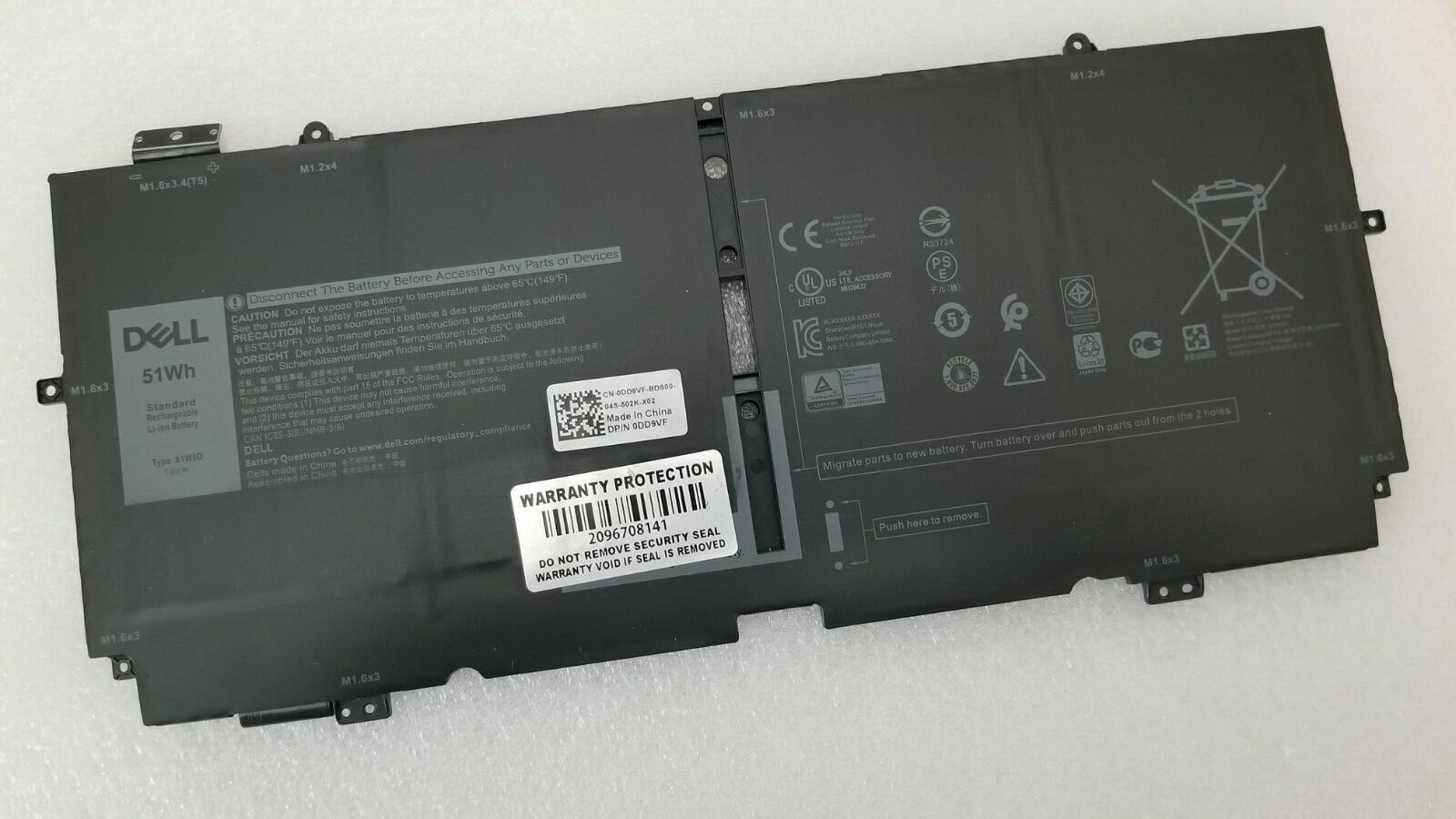 NEW Genuine Dell XPS 13 9310 Notebook Laptop Battery 51WH X1W0D