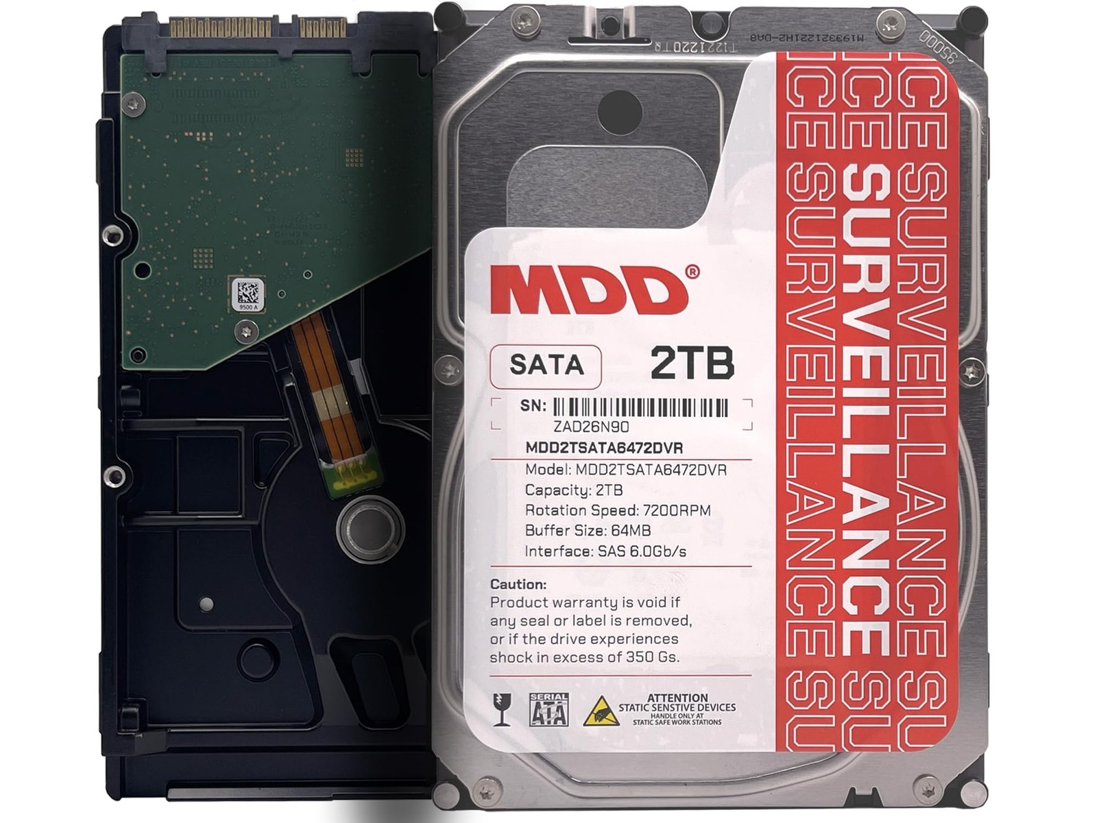 MDD 2TB 64MB Cache 7200RPM SATA 6.0Gb/s 3.5inch Internal Surveillence Hard Dr...