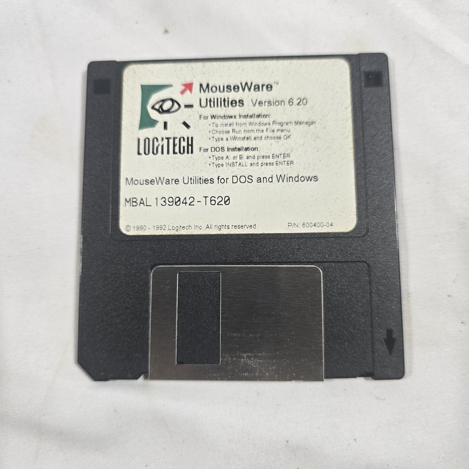 Logitech MouseWare Utilities Ver 6.20 for DOS Windows - floppy disk 3.5 inch