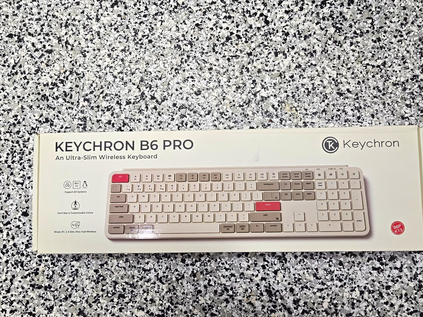 Keychron B6 Pro Ultra-Slim Wireless/Wired Keyboard QWERTY EN White/Gray/Red