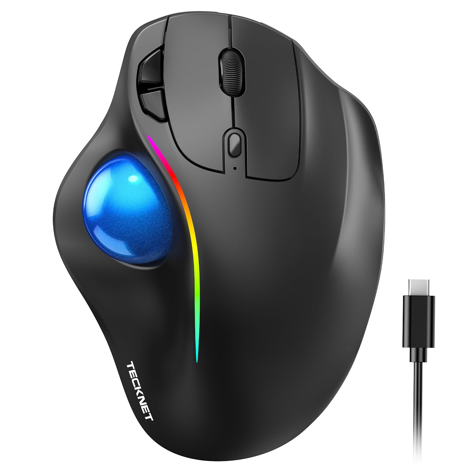 TECKNET Wireless Trackball Mouse, Bluetooth Mouse with Ergonomic, Black