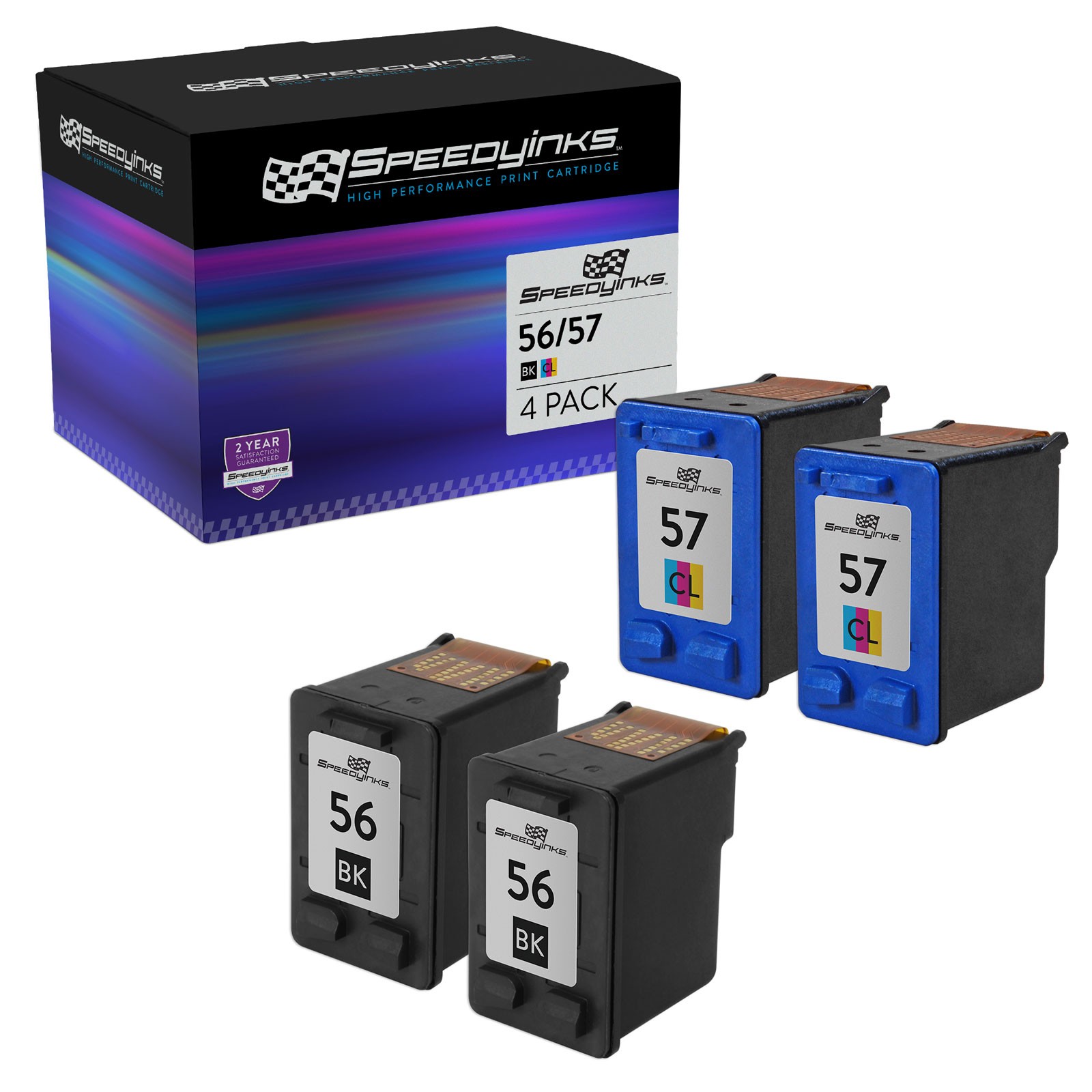 SPEEDYINKS Ink Cartridge Replacement for HP 56 & HP 57 (2 B 2 C, 4-Pk)