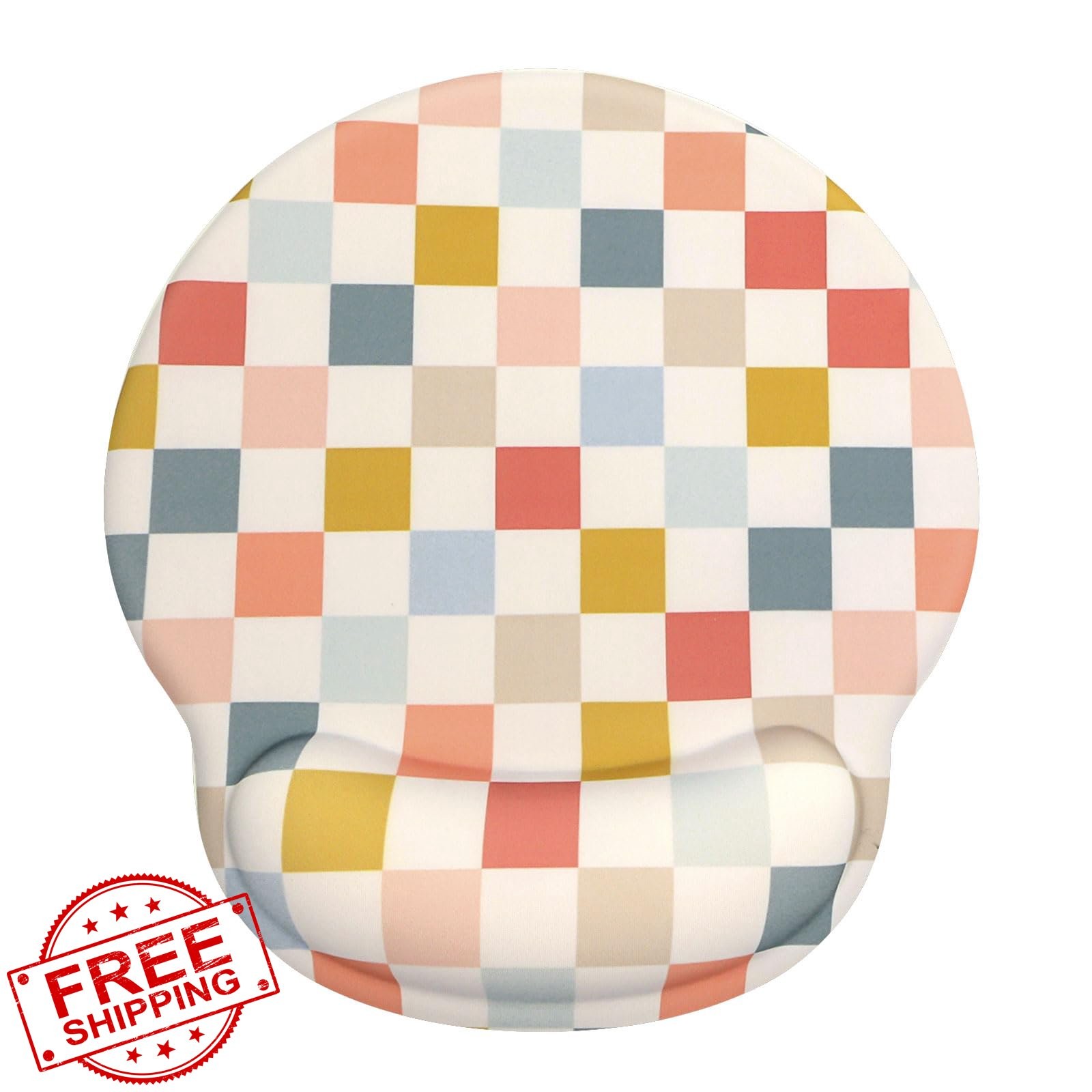 Ksriylm Retro Checkered Mouse Pad Wrist Rest Boho Non-Slip Desk Mat