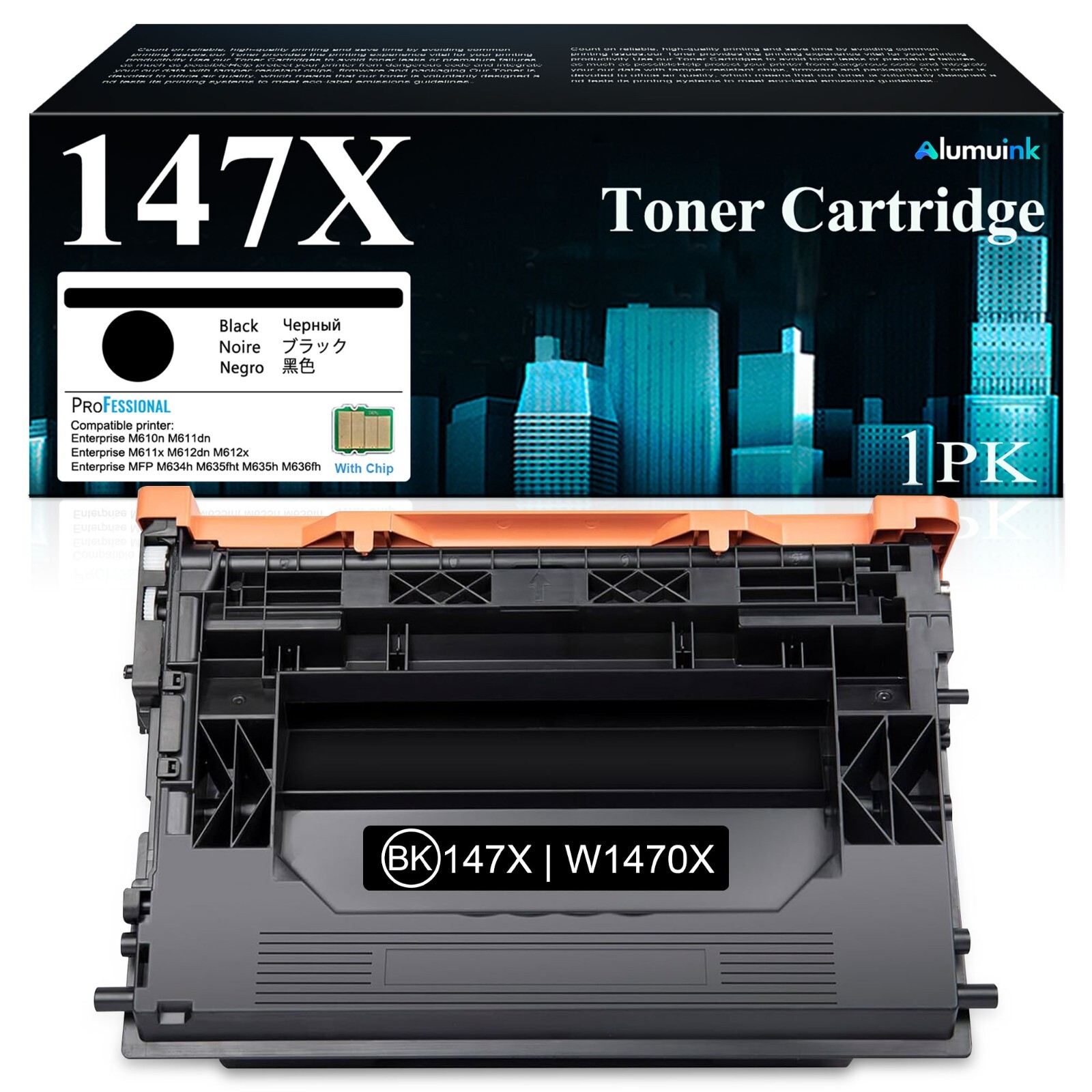 Compatible W1470X 147X Black Toner with Chip for HP M610n M611dn M611x