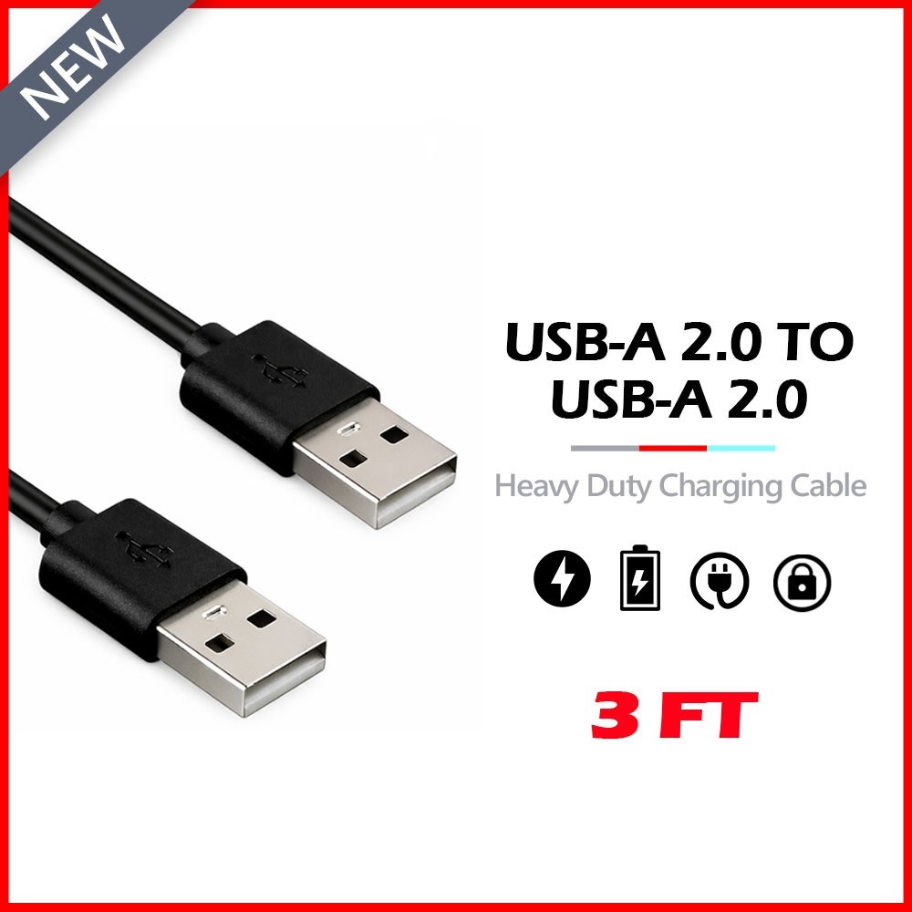 B2G1 FREE 3ft USB Type A Male to A Male Cable - High Speed Data Transfer Charger