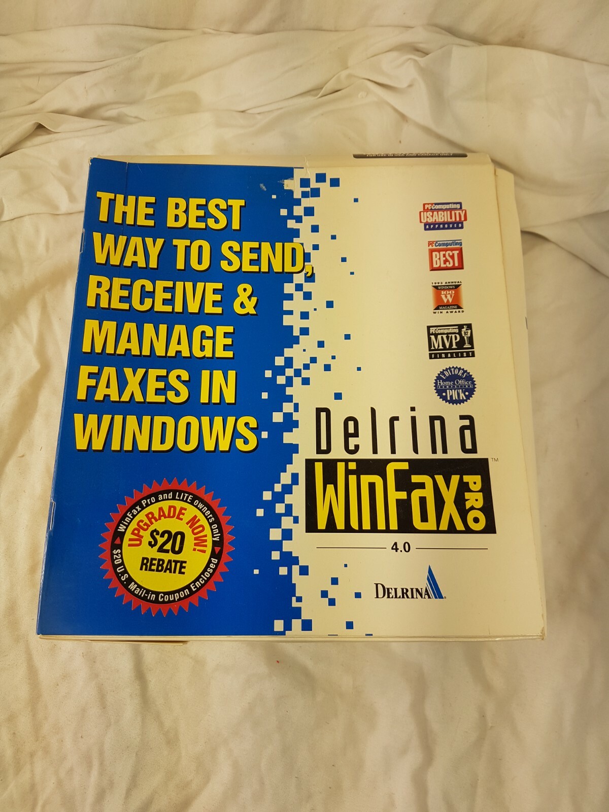 DELRINA Windows FaxPC SOFTWARE Big Box Complete WFXPR43H Floppy 1994 vintage