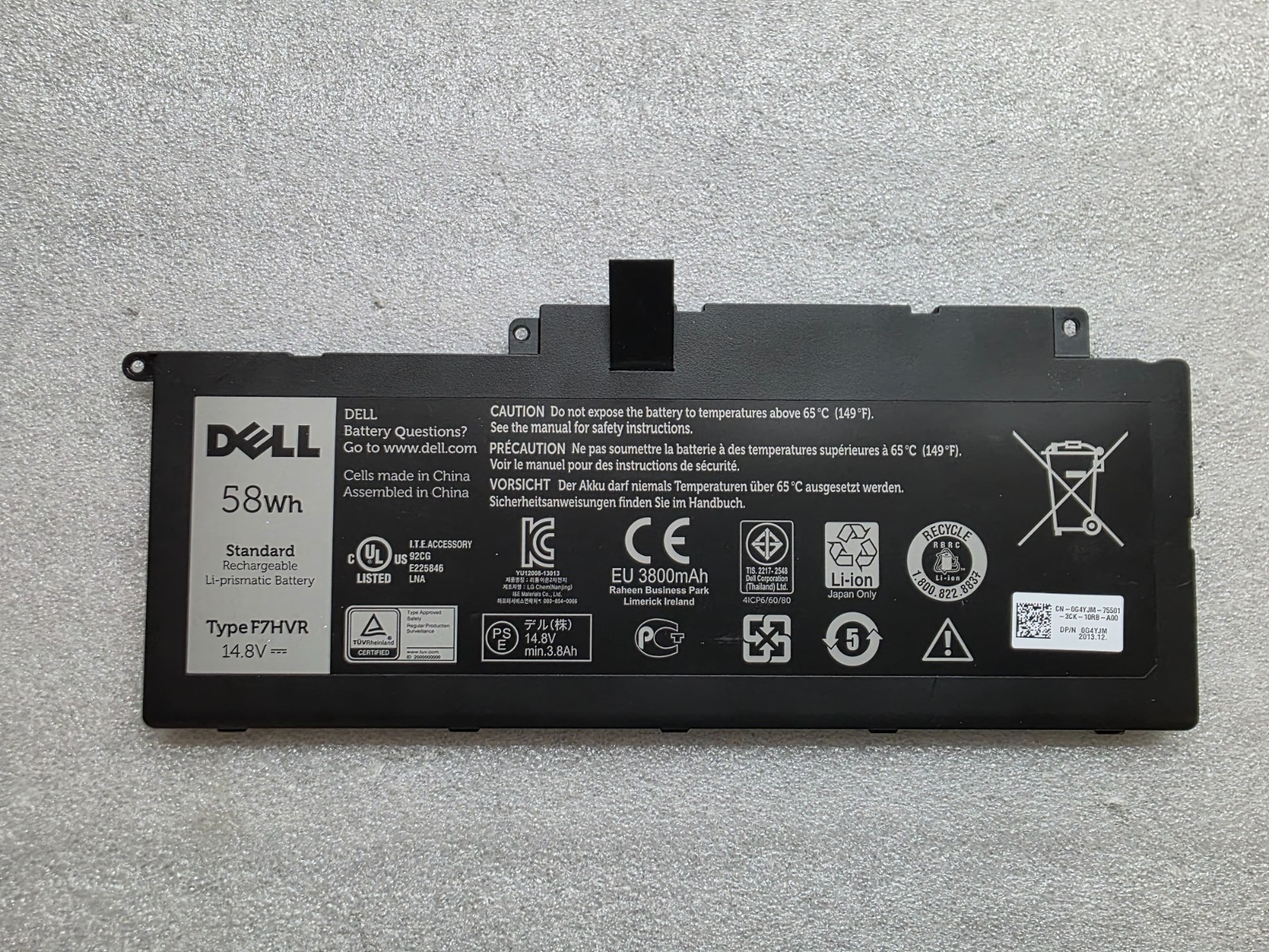 GENUINE DELL INSPIRON 7746 7537 LAPTOP 4CELL 58WHR BATTERY F7HVR 62VNH TESTED