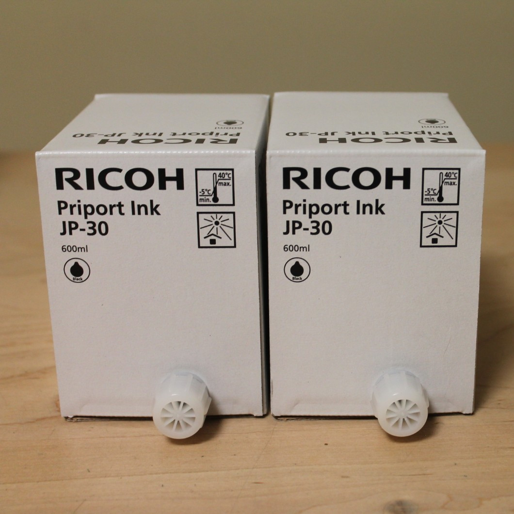 Genuine Ricoh JP-30 / 817113 Duplicator Black Ink Cartridge, Pack of 2